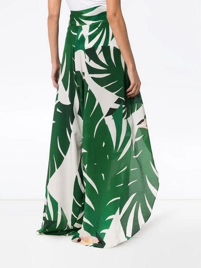Shop Adriana Degreas Geometric Foliage Pareo Trousers - Green