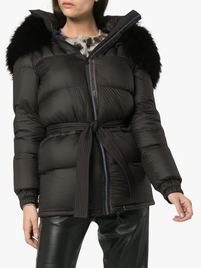 Shop Mr & Mrs Italy Belted Puffer Jacket - Black