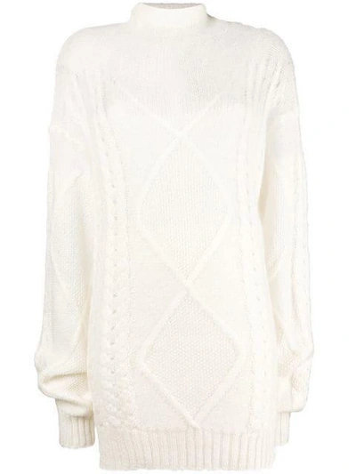 Shop Maison Margiela Sheer Cable Knit Sweater In White