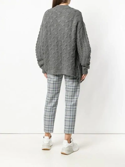 Shop Stella Mccartney Off-centre Cable Knit Sweater In Grey