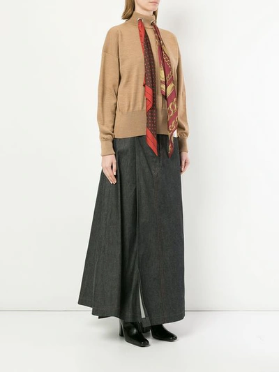 Shop Miharayasuhiro Maison Mihara Yasuhiro Scarf Knit Jumper - Brown