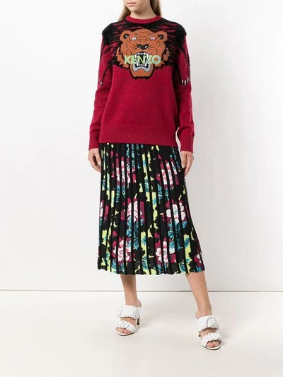 Shop Kenzo Tiger Intarsia Sweater In Red