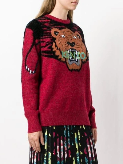 Shop Kenzo Tiger Intarsia Sweater In Red