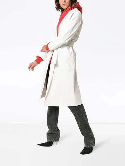 Shop A_plan_application Belted Cotton Blend Trench Coat In 0100 White