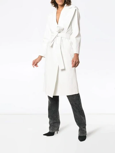Shop A_plan_application Belted Cotton Blend Trench Coat In 0100 White