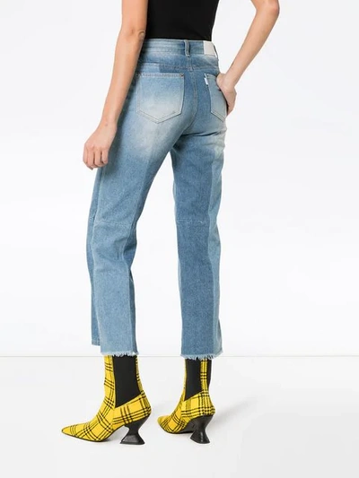 Shop Sjyp Velvet Patch Tomboy Jeans In Blue