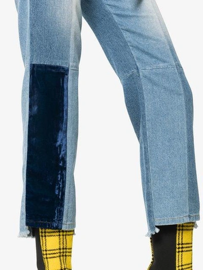 Shop Sjyp Velvet Patch Tomboy Jeans In Blue