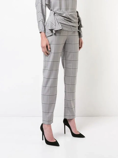 Shop Carmen March Draped Waist Check Trousers In Grey