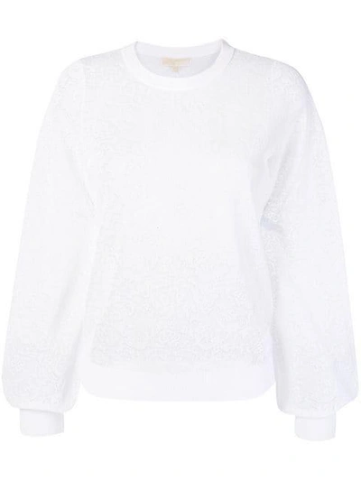 Shop Michael Michael Kors Round Neck Sweatshirt In White