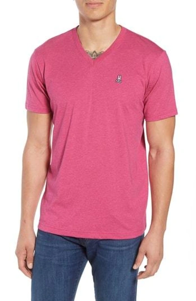 Shop Psycho Bunny V-neck T-shirt In Heather Raspberry