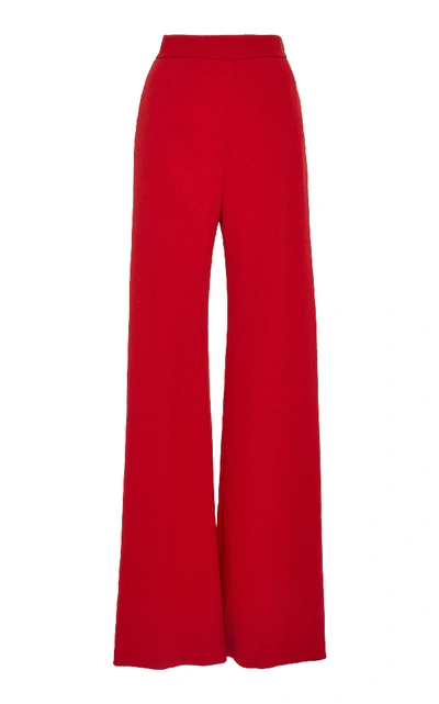 Shop Brandon Maxwell Pebble Crepe Wide-leg Pants In Red
