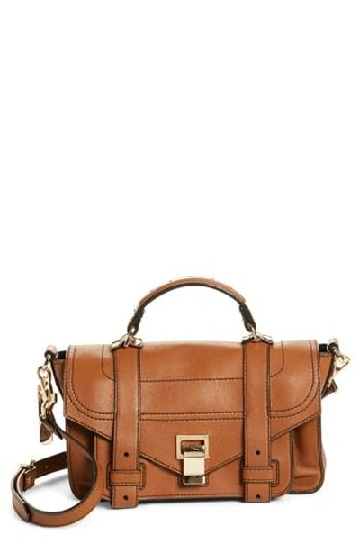 Shop Proenza Schouler Tiny Ps1 Grainy Leather Satchel - Beige In Sienna