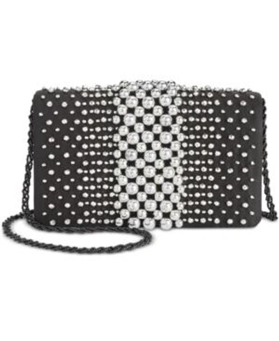 Shop Adrianna Papell Ida Beaded Envelope Clutch In Silver/black