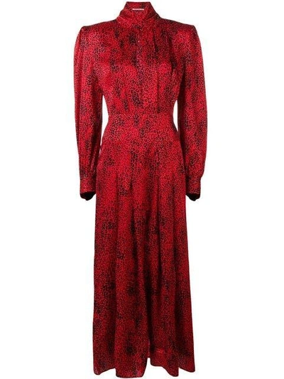 Shop Alessandra Rich Puffed Sleeve Dress In 1039 Red