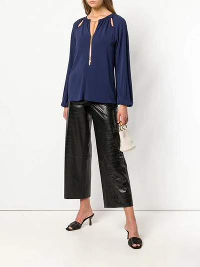 Shop Michael Michael Kors Chain Embellished Blouse In Blue