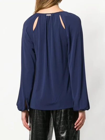 Shop Michael Michael Kors Chain Embellished Blouse In Blue