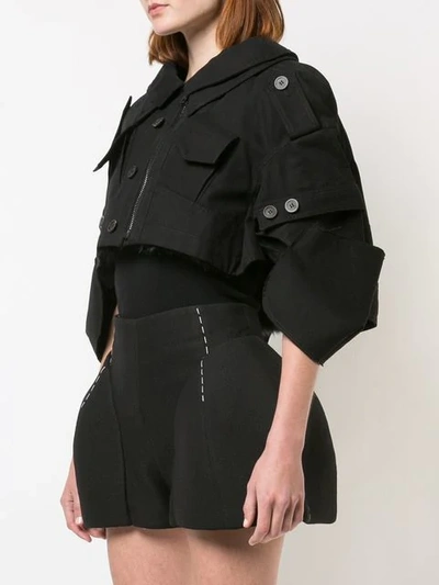 Shop Vera Wang Cropped Military Jacket In Black