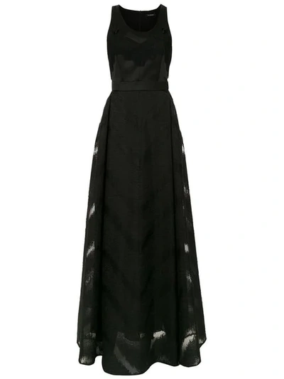 Shop À La Garçonne Long Organza Dress In Black