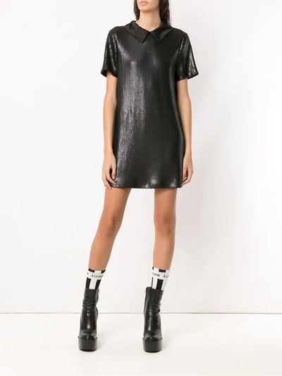 Shop À La Garçonne Sequin Polo Dress In Black