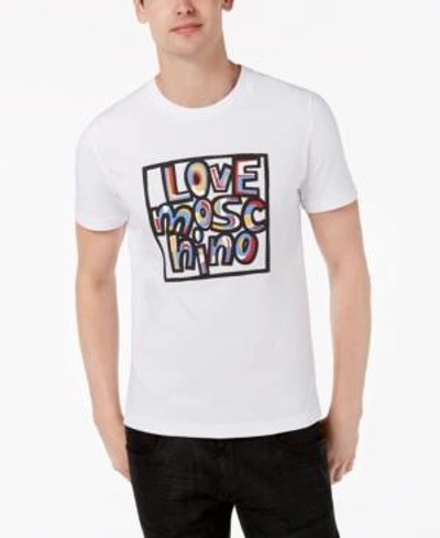 Shop Love Moschino Men's Graffiti-style T-shirt In White
