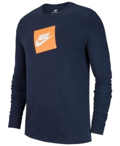 Shop Nike Men's Sportswear Futura Shoebox Logo Long-sleeve T-shirt In Obsidian