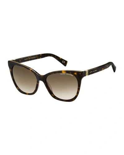 Shop Marc Jacobs Acetate Rectangle Gradient Sunglasses In Dark Havana