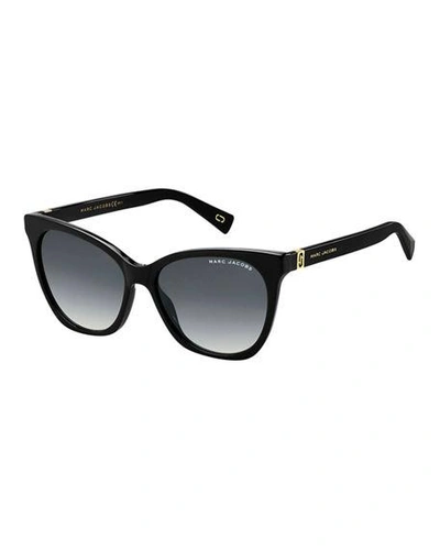 Shop Marc Jacobs Acetate Rectangle Gradient Sunglasses In Black