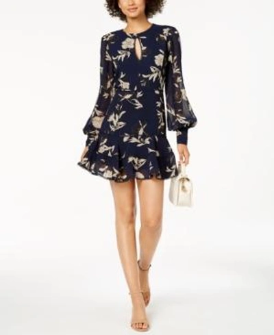 Shop Bardot Floral-print Mini Dress In Blue