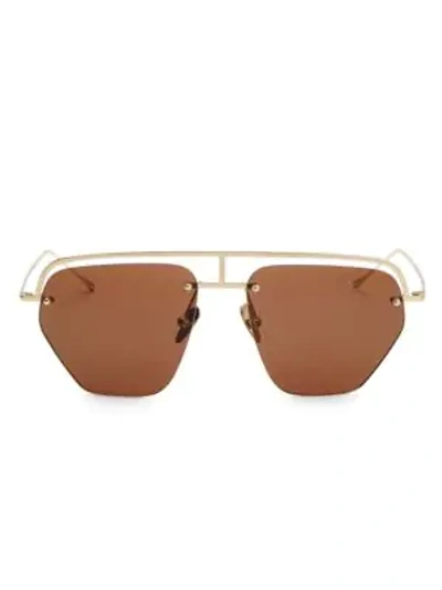 Shop Smoke X Mirrors The Line-1 56mm Aviator Browline Sunglasses In Shiny Gold
