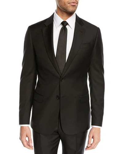 Shop Emporio Armani Super 130s Wool Two-piece Suit, Black