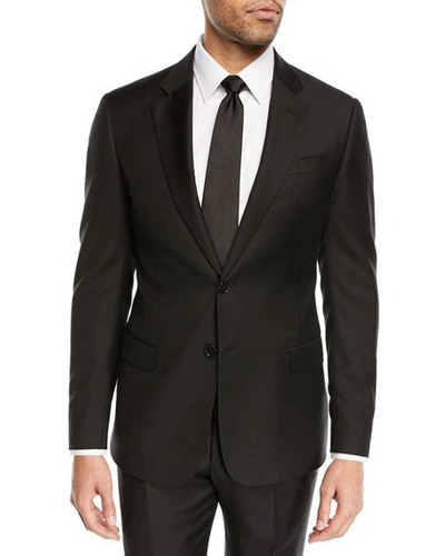 Emporio Armani Super 130s Wool Two-piece Classic Fit Suit, Black In Black