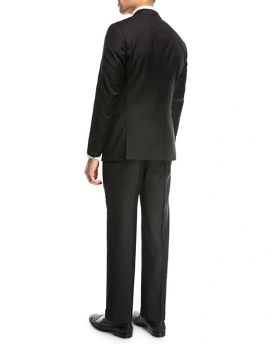 Emporio Armani Super 130s Wool Two-piece Classic Fit Suit, Black In Black