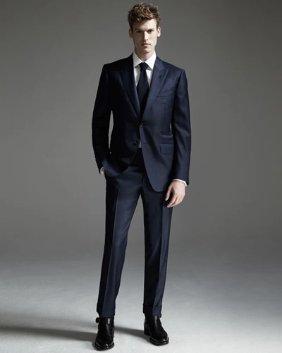 Shop Tom Ford O'connor Base Sharkskin Two-piece Suit, Bright Navy