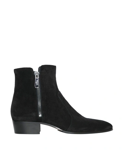 Shop Balmain Black Suede Boots In Nero