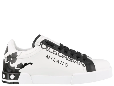 Shop Dolce & Gabbana Portofino Sneakers In White/black