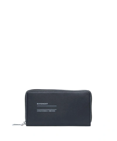Shop Givenchy Address Logo Leather Wallet In Nero