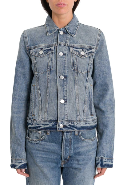 Shop Helmut Lang Square Shoulder Denim Jacket In Blu