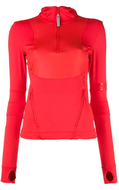 Shop Adidas By Stella Mccartney Run Hooded Performance Top In Rosso