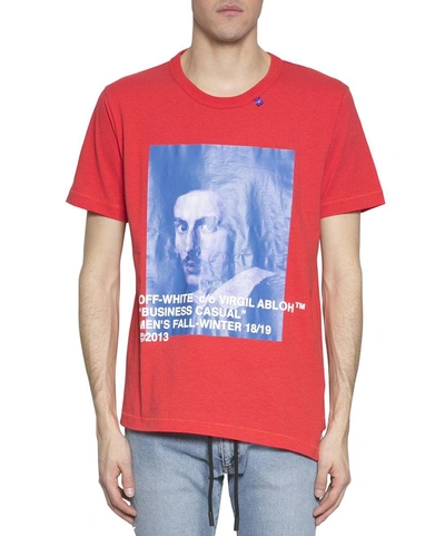 Shop Off-white Bernini Spliced Cotton T-shirt In Rosso
