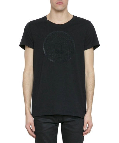 Shop Balmain Black Cotton Logo T-shirt In Nero