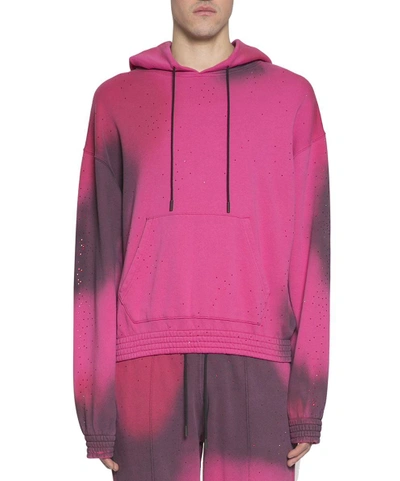 Shop Off-white Spray Sequined Cotton Hoodie In Rosa