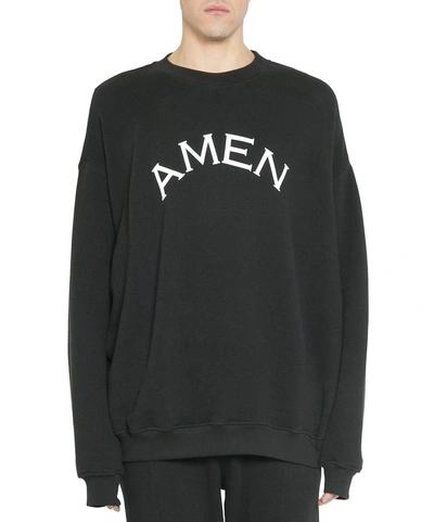 Shop Amen Logo Cotton Sweatshirt In Nero
