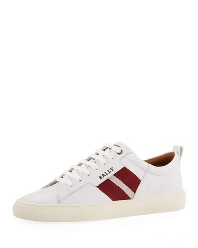 Shop Bally Men's Helvio Leather Low-top Sneakers In White