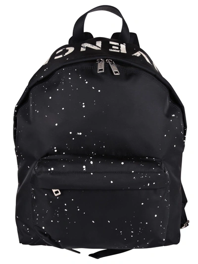 Shop Givenchy Side Logo Printed Backpack In Black-white