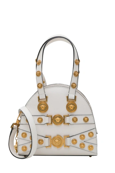 Shop Versace Small Tribute Medallion Handbag In Bianco