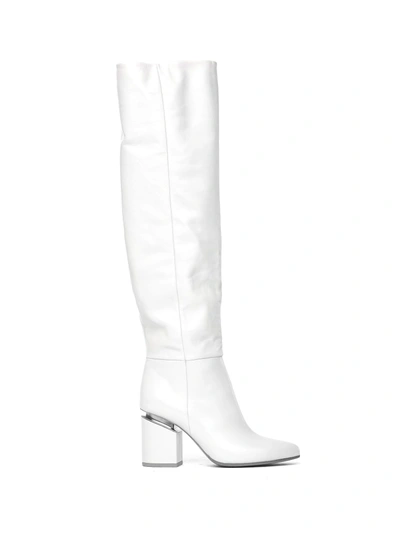 Vic Matie White Leather Stove Pipe Boots With Suspended Heel In Bianco |  ModeSens