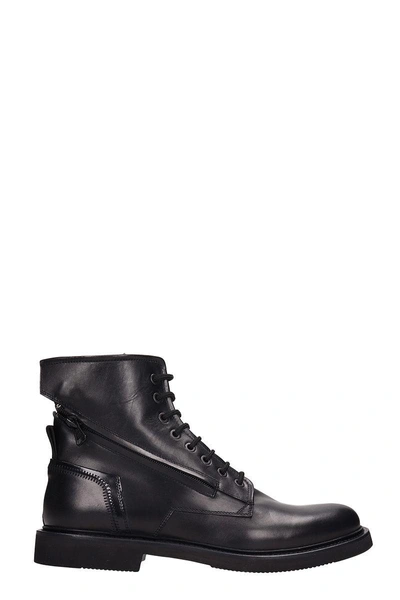 Shop Bruno Bordese Black Leather Combat Boots