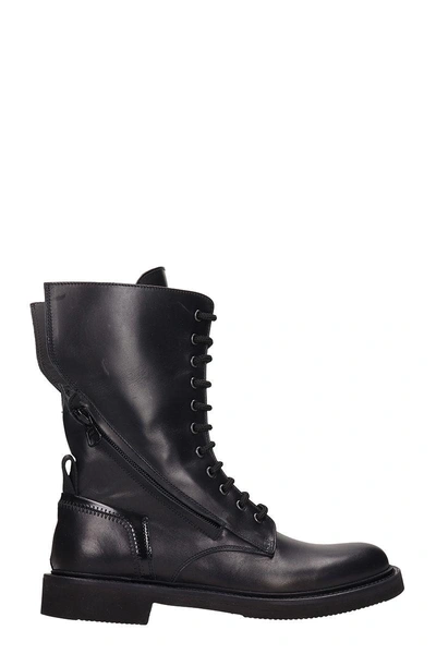 Shop Bruno Bordese Black Leather Combat Boots