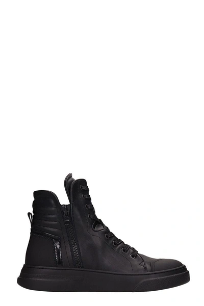 Shop Bruno Bordese Byke Hi Black Leather Sneakers