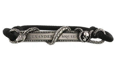 Shop Alexander Mcqueen Snake And Horse Bracelet In Black